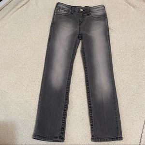 True Religion Gray Straight Stretch Jeans, Size 7